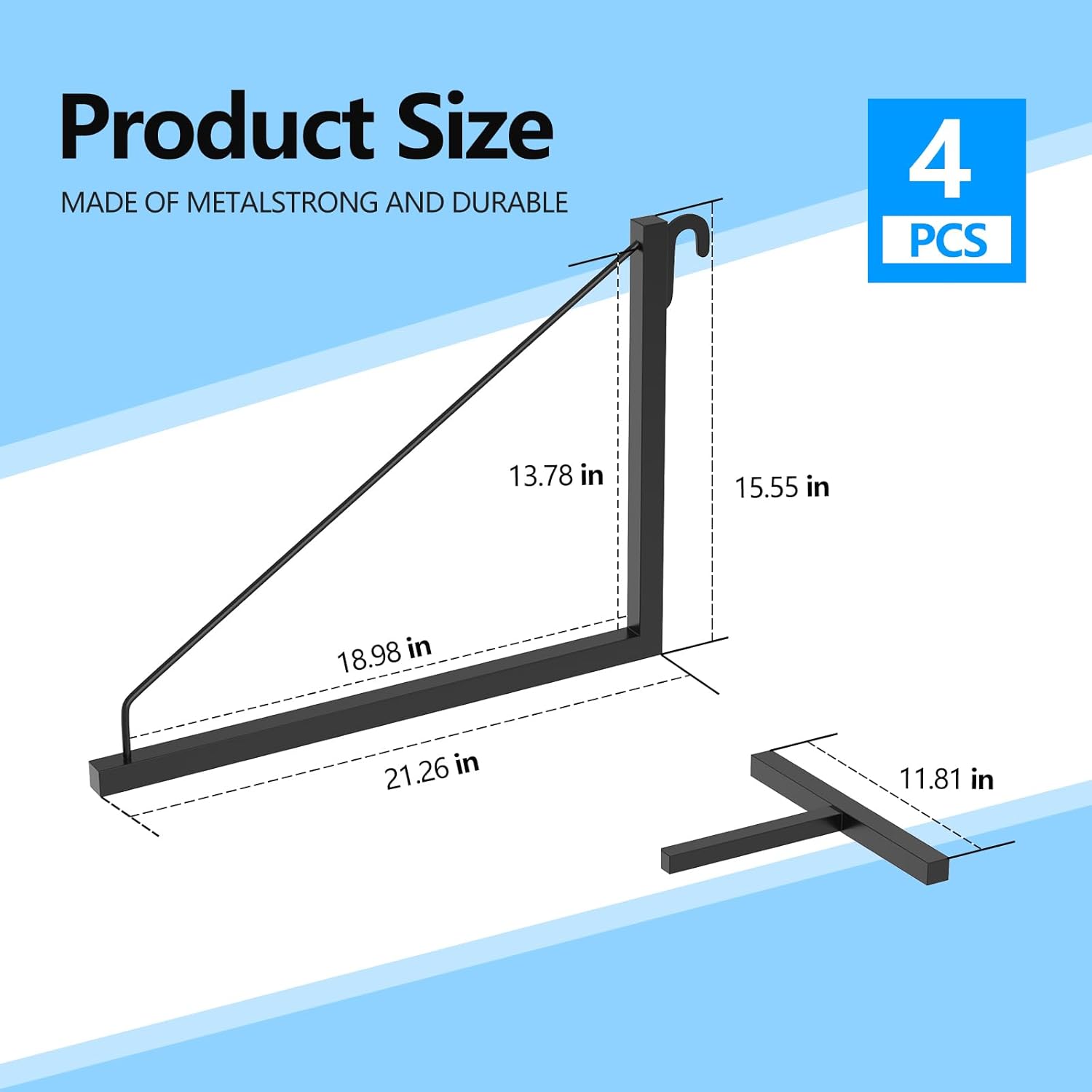 4 Pack Container Shelf Bracket, Shipping Container Brackets with 18.98"(D) x13.58(H), Cargo Container Shelving Bracket, Shipping Container Shelf Brackets Easy to Hang and Remove