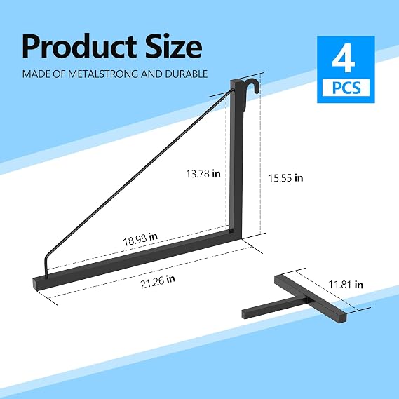4 Pack Shipping Container Shelf Brackets 18.98 D x 13.58 H Easy Install