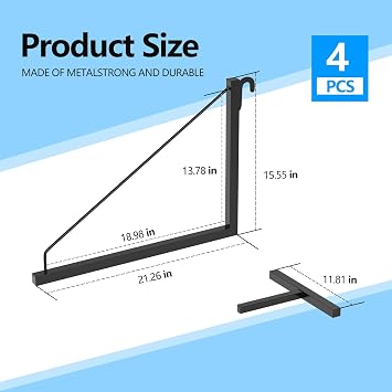 4 Pack Shipping Container Shelf Brackets 18.98 D x 13.58 H Easy Install