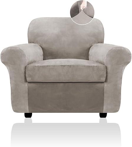 Miniatura 1 de FestiCorp Funda de sofá de terciopelo para perros, fundas elásticas para sofá, fundas gruesas para mascotas, funda para silla lavable, sillón, gris