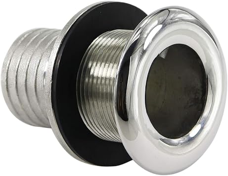 316 Stainless Steel Durable Combo Stainless Steel Thru-Hull Fitting w/Nut with Custom Gasket Boat Plumbing Fittings for Boats, Yachts, Marine