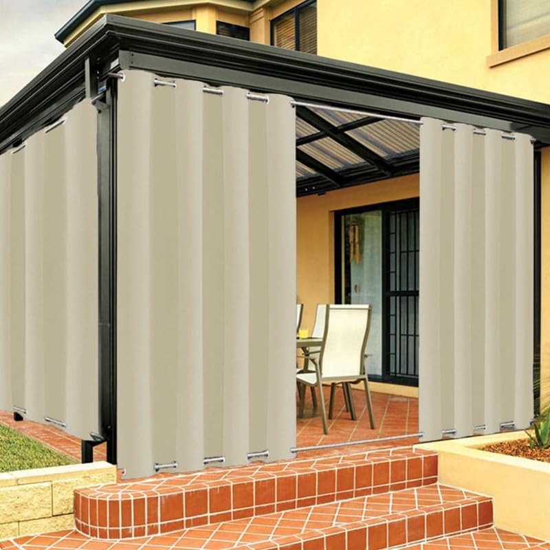 FicaRico Outdoor Curtains for Patio & Pergola, Windproof & Sun Blocking, 1 Panel, W72 xH108, Biscotti Beige — image 1