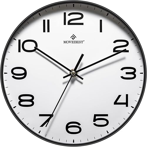 Miniatura 1 de Reloj de pared blanco de 12 pulgadas, reloj de pared minimalista moderno, silencioso, sin tictac, funciona con pilas, fácil de leer, reloj de pared