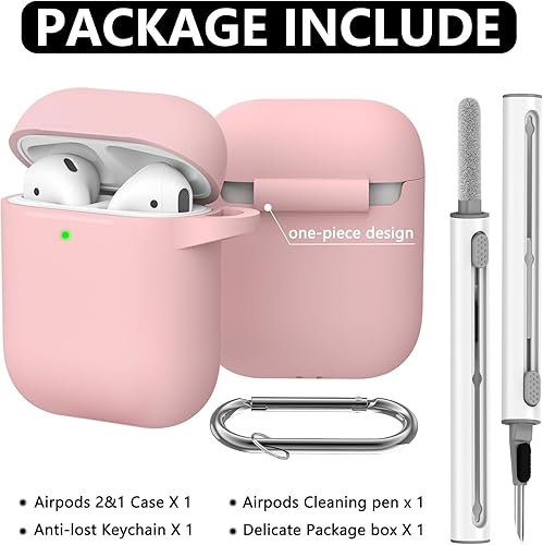 Miniatura 2 de Ljusmicker Funda para Airpods 2 y 1 con kit de limpieza, funda protectora de silicona suave compatible con Apple AirPods de 21 generación con