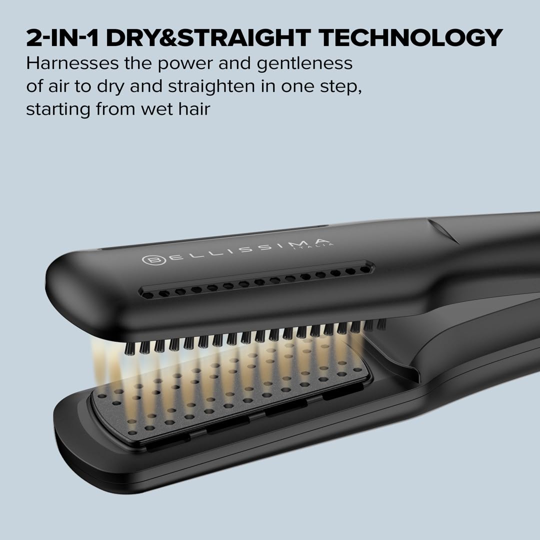 Bellissima Airsleek 2-in-1 Hair Dryer and Straightener, Wet to Dry with No Heat Damage, Ceramic Plates with Keratin Coating for Frizz-Free Hair, More Shine for All Hair Types - Image 3