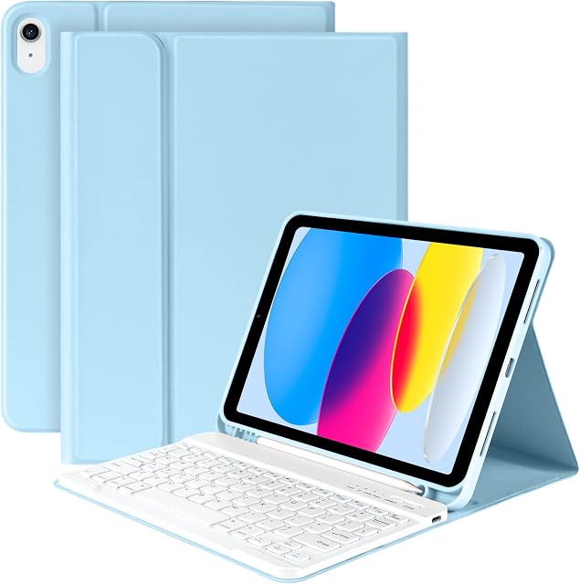 iPad 10th Generation Case with Keyboard (10.9", 2022), iPad Keyboard Case for A2757/A2777/A2696, Detachable - Pencil Holder - Flip Stand Cover - Keyboard Case for Latest iPad 10th Gen 10.9 inch 2022