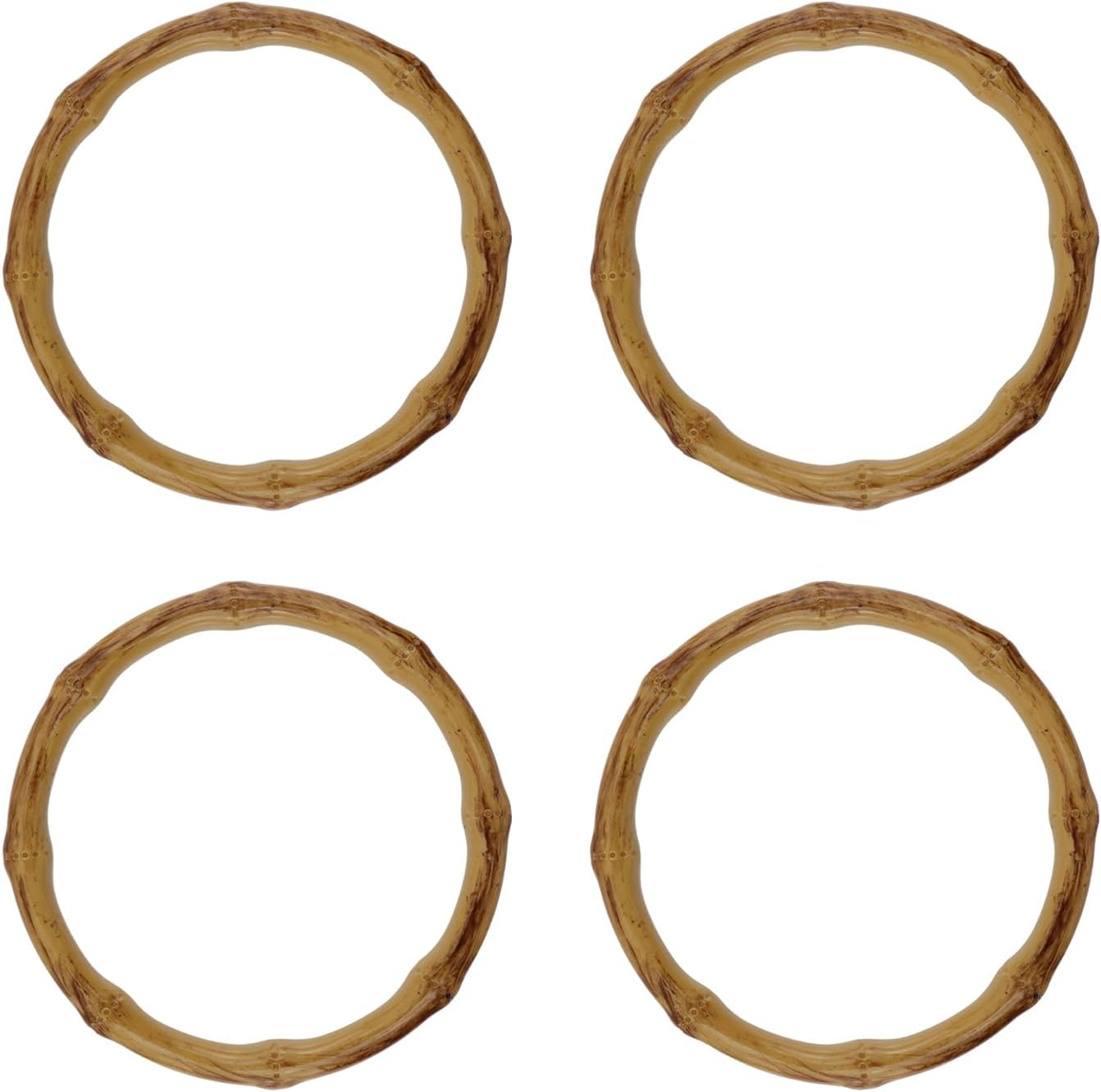 Geesatis 4pcs Imitation Wooden Handbag Handles Replacement,Plastic Round Shaped Bag Handles,Round Purse Handbag Handles for Crochet Bag Rattan Woven Beach Bag(Diameter: 5.12in)