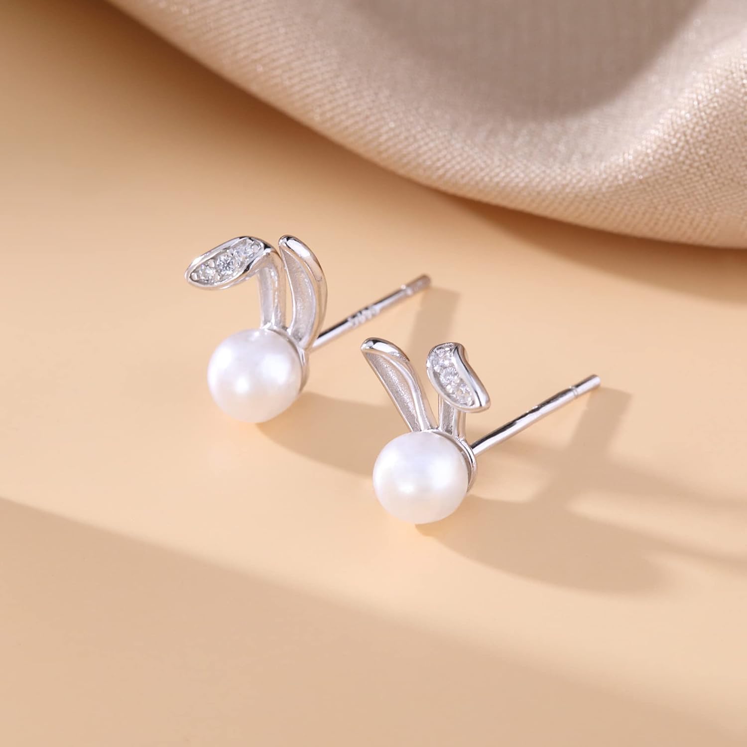 SLUYNZ 925 Sterling Silver Easter Rabbit Bunny Studs Earrings for Women Teen Girls Pearl Rabbit Earrings Studs - Image 5