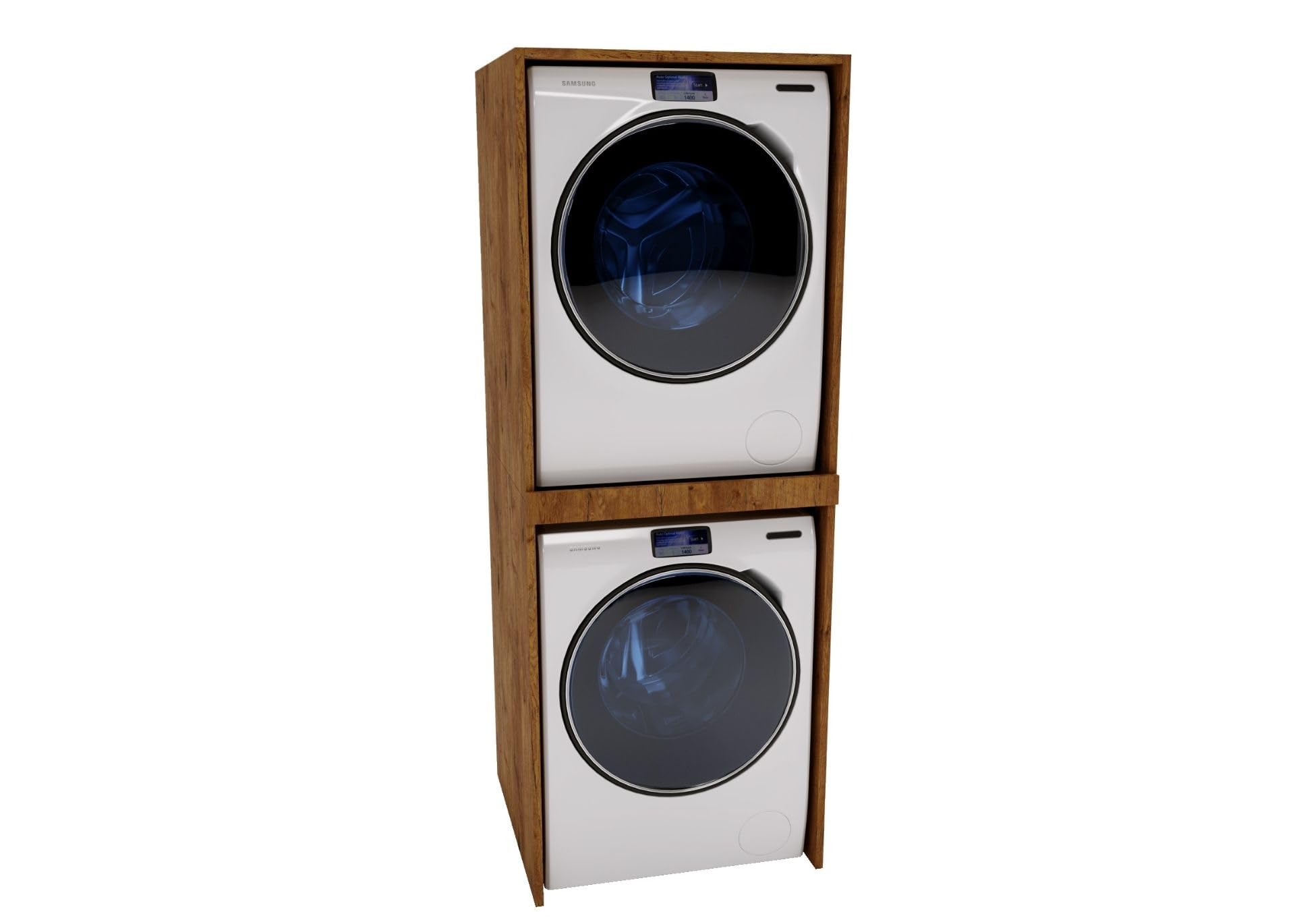 CraftPAK Waschturm - Waschmaschinenschrank für Waschmaschine & Wäschetrockner | Schrank Waschmaschine für Waschküche - Möbel Größe 66x180x65 cm Braun