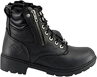 Vista 8 de Milwaukee Leather MBL9320W - Botas de motocicleta con cordones para mujer, de cuero negro de alta calidad, ancho amplio