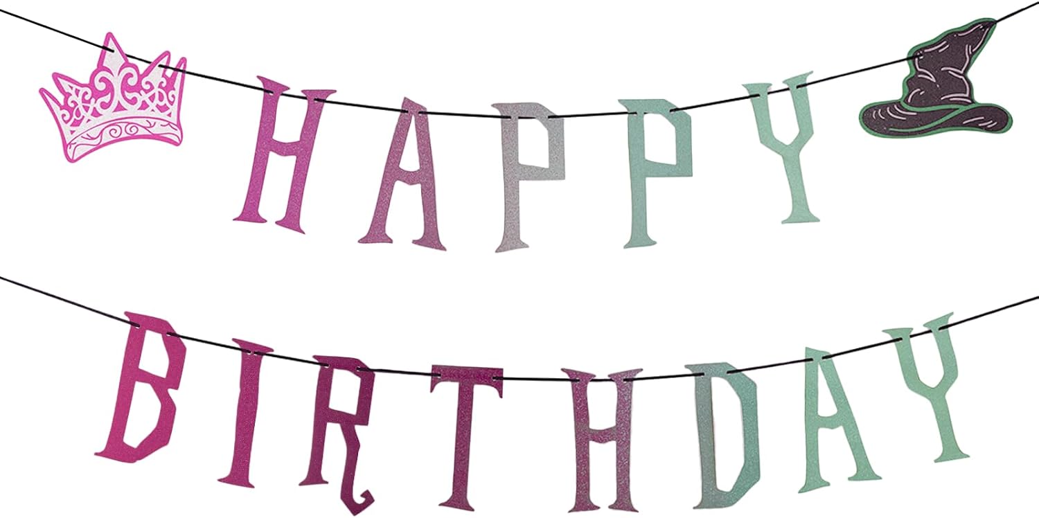 SerpizePaty Witch Theme Happy Birthday Banner, PreStrung