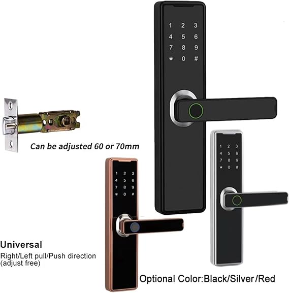 Smart Lock, Bluetooth Fingerprint Keypad Touch for Apartment Smart Door Lock Keyless Entry for Front(Latch Mortise,Rosso)