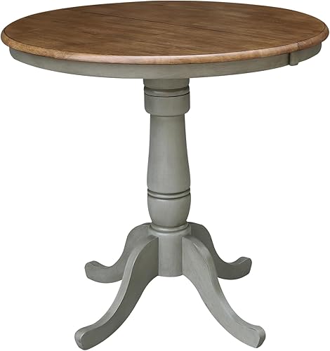 Miniatura 4 de IC International Concepts Mesa de extensión redonda de 36 pulgadas con 4 taburetes de altura de mostrador Emily - Juego de 5 piezas de comedor,