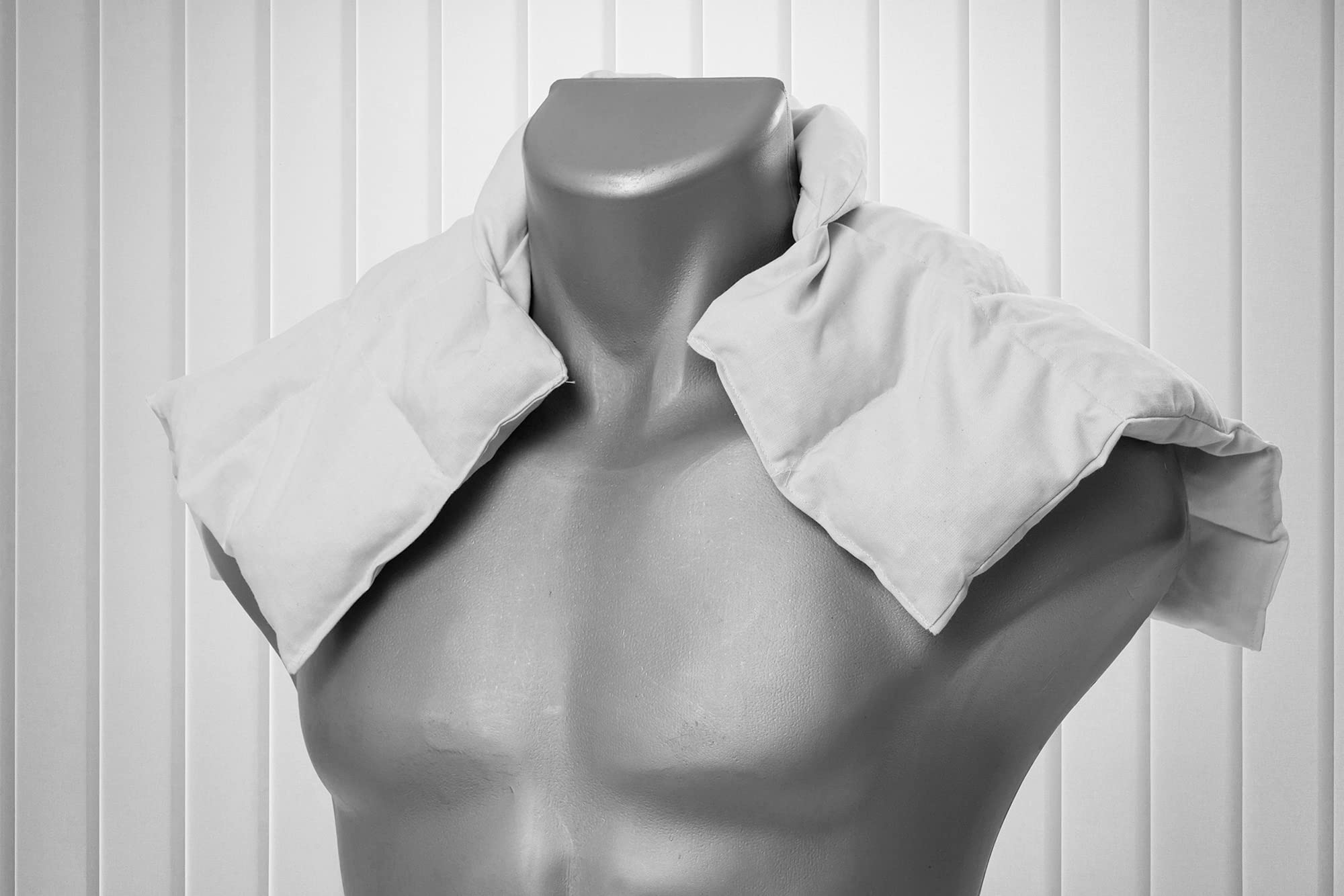 Cuscino termico cervicale XL per collo, spalle e schiena - Cuscino termico con semi di uva - bianco