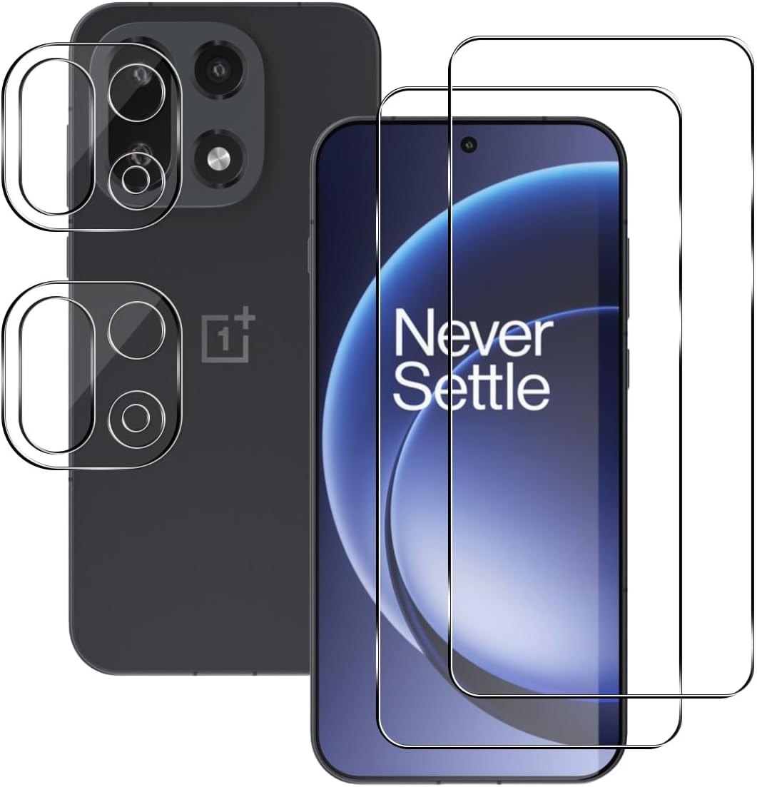 2+2 Stück Schutzfolie für Oneplus 15 Panzerglas, 9H Härte Panzer Schutz Glas folie und Kameraschutz Schutzglas, Anti-Kratzer Anti-Bläschen Displayschutzfolie für Oneplus 15