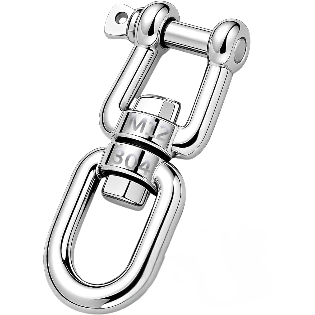 White Tech® M12 Swing Swivels, 304-Stainless Steel Heavy Duty Eye x Jaw Swivel Anchor Swivel Clevis Double Shackle Hooks, Swing Hanger for Tree Swing, Hammock Swivel (M12 Swivel Eye x Jaw)-image-33