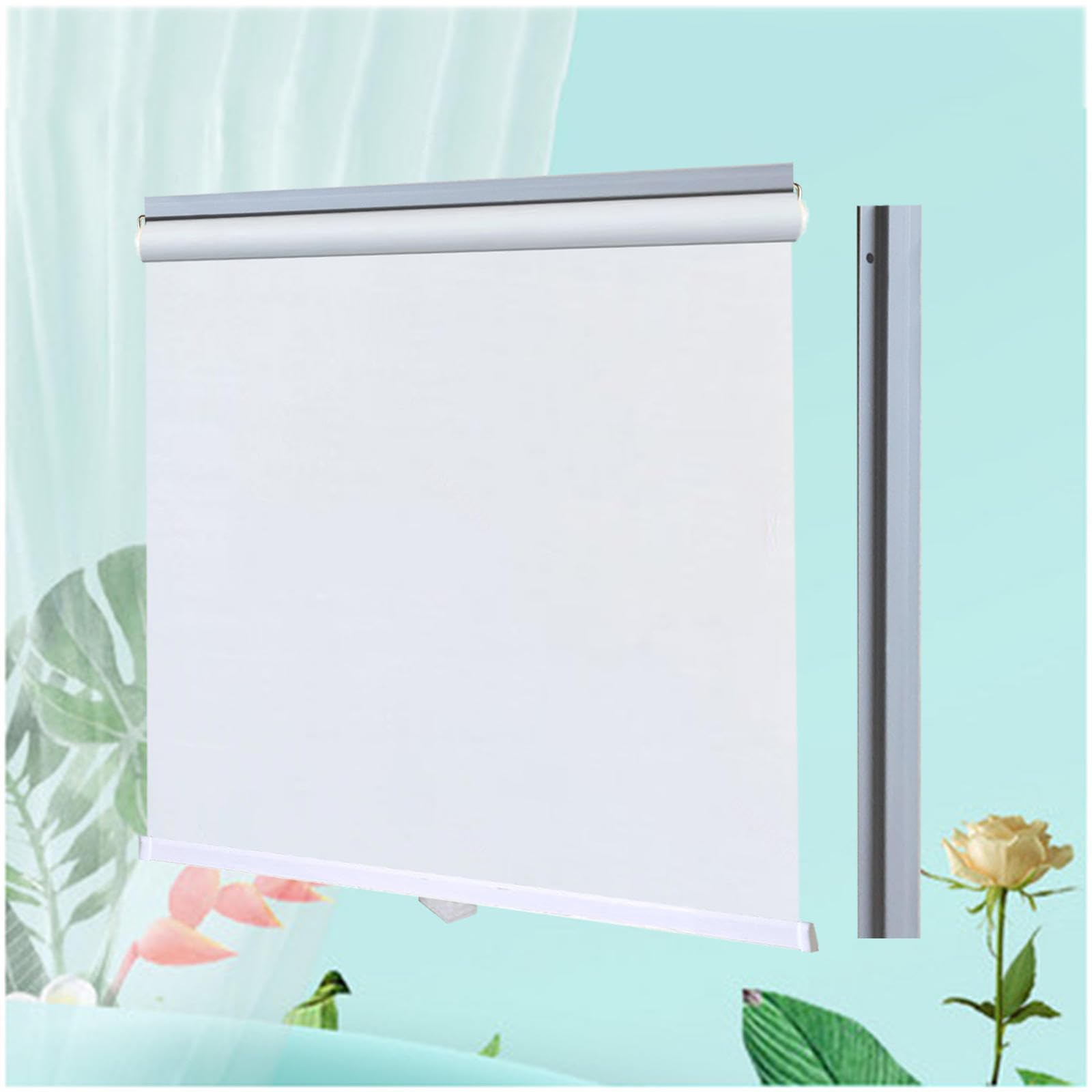 Blackout Roller Shades for Windows, 99% Uv-resistant Blackout Curtains, Home Retractable Sunshade Roller Blinds, Temporary Thermal Blinds No Drilling,white-110x100cm/43 * 39in