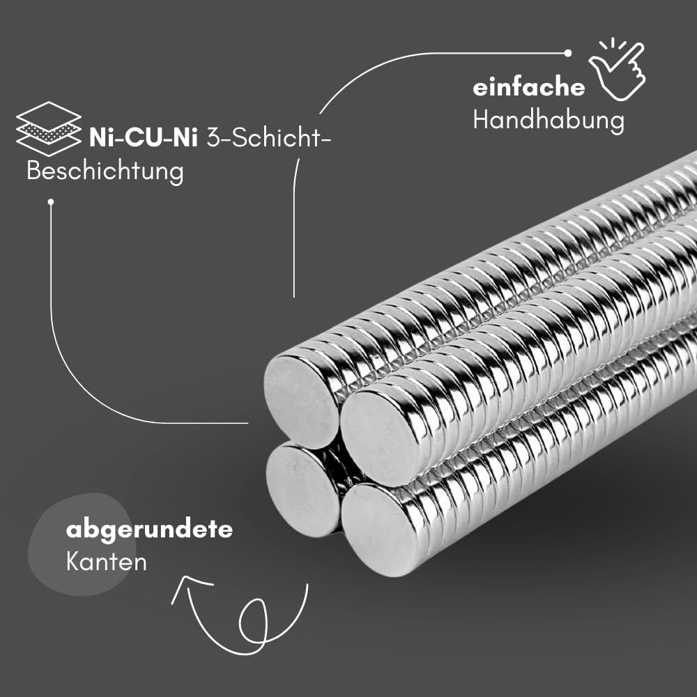 Strong Magnets Neodym Magnet - Rund 15 x 3 mm - 100 Stück - Extra stark, hält bis 2,9kg - Für Magnettafel, Kühlschrank, Whiteboard, Pinnwand, Büro