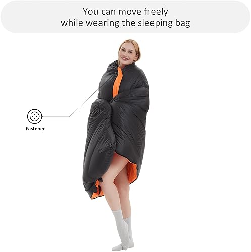 Miniatura 4 de Saco de dormir de plumón de pato de 15F y 10F para adultos, potencia de relleno de 650, ultraligero para 4 estaciones, saco de dormir rectangular