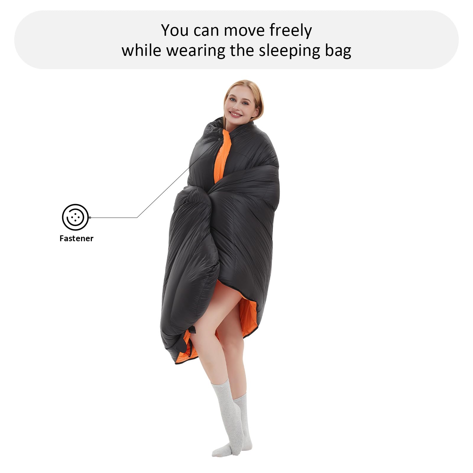 Saco de dormir de plumón de 0 a 20 grados F para adultos, saco de dormir de fibra de 4 estaciones para mochileros, camping, saco de dormir portátil con agujeros para los brazos, se mueve