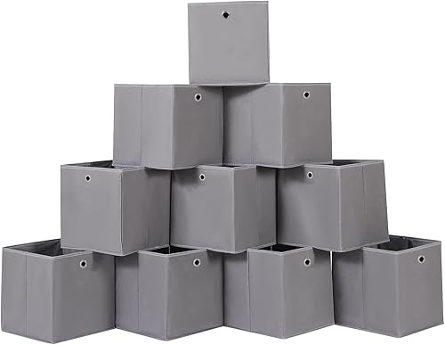 Vista 49 de Contenedores de almacenamiento plegables de 11 pulgadas, cubos de almacenamiento de tela con asas, organizadores de cajas de almacenamiento de tela