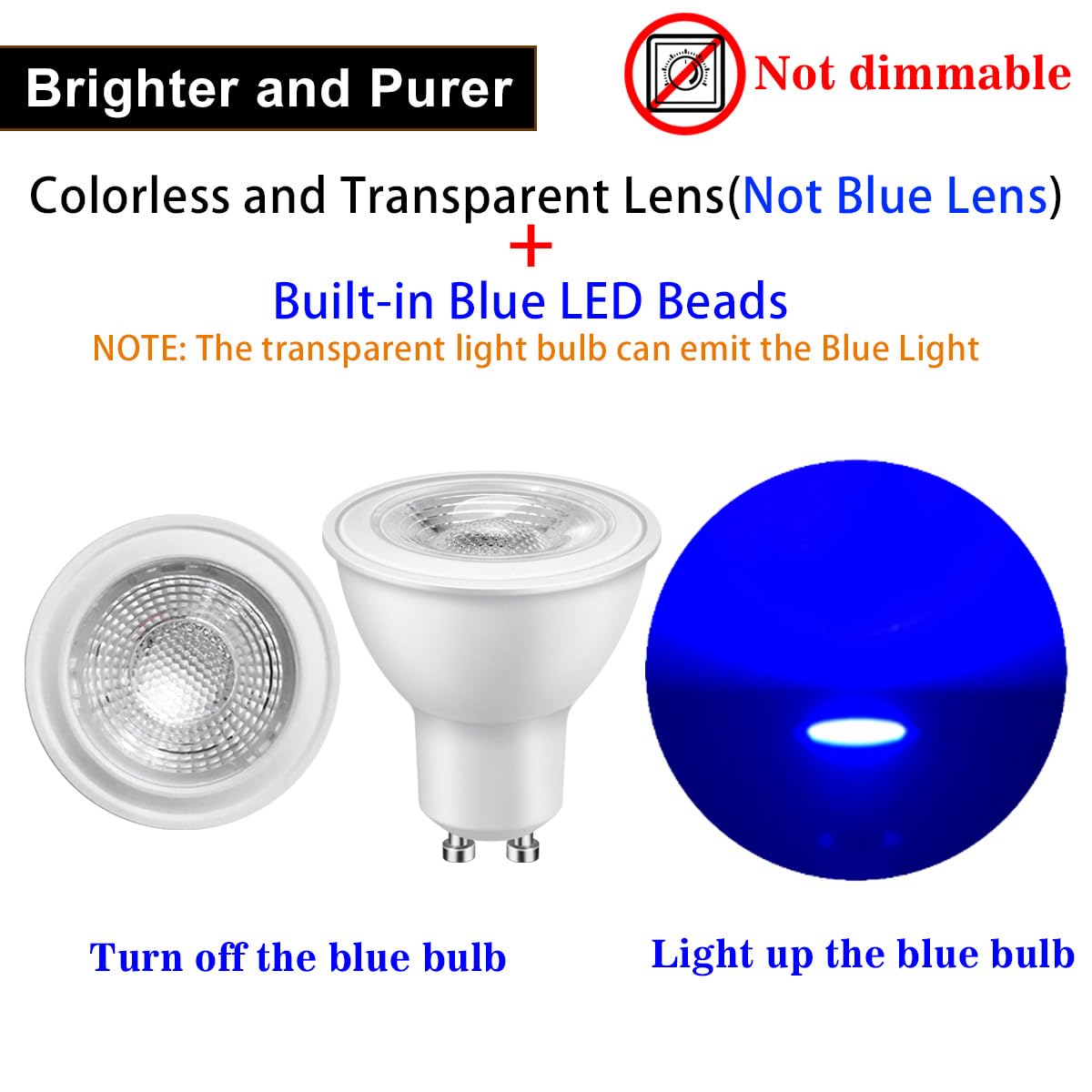 BrightWish 4 Lampadine LED GU10 Blu 5W – Luce Decorativa Non Dimmerabile Per Feste, Giardino E Uso Domestico, 230V - 2