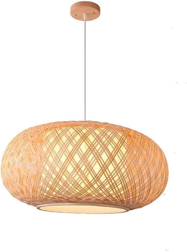 BUNCC Retro Rieten Rotan Hanglamp Boerderij Rieten Verlichtingsarmaturen Kroonluchter Eetkamer Handgemaakte Rotan Plafondlamp Woonkamer Lamp Tropische DIY Rieten Rotan Lamp Droplight