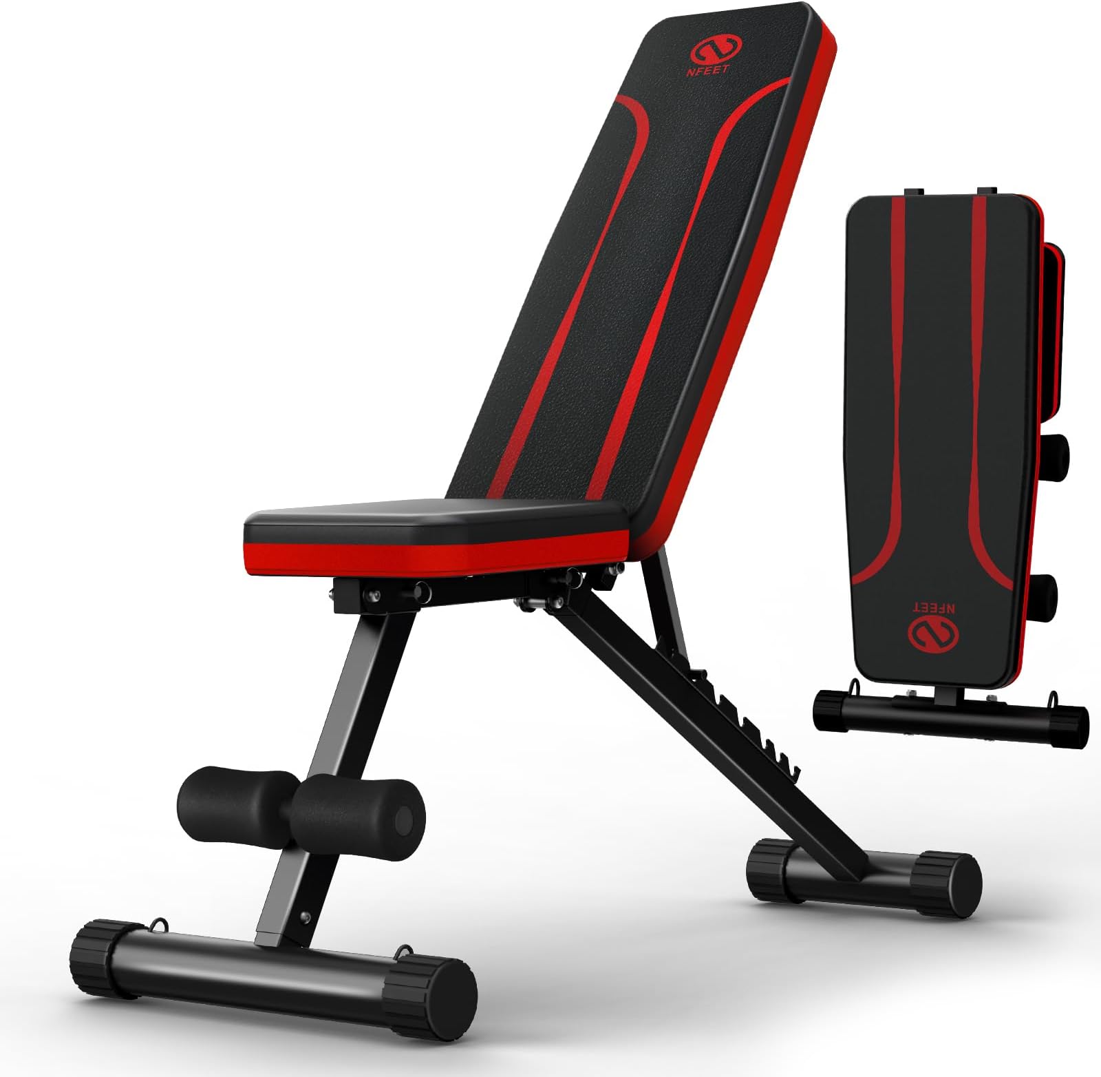 NFEET Adjustable Weight Bench for Full Body Workout, Foldable Workout Bench for Home Gym, Multi-Purpose Weight Bench with 3-Sec Folding& Fast Adjustment for Bench Press Sit up Incline Flat Decline