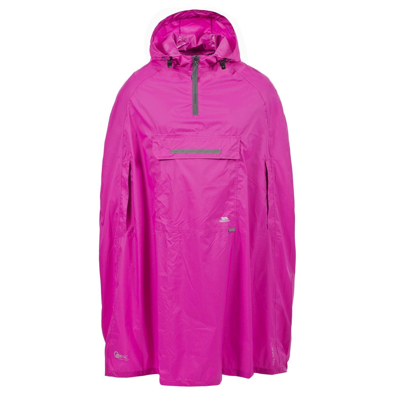 Trespass Qikpac Poncho, Sasparilla, M, Compact Packaway Waterproof Poncho Adult Unisex, Medium, Pink
