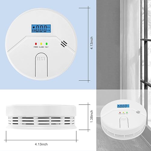 Miniatura 5 de 3 paquetes, alarma de humo y CO, detector de humo y monóxido de carbono, 2 en 1, detector de humo combo de detector de monóxido de carbono, alarma