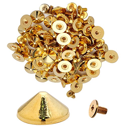 100pcs Cone Spikes Screwback Studs DIY Craft Cool Rivets Punk Stud Flat Cone Style 10x5mm 3/8