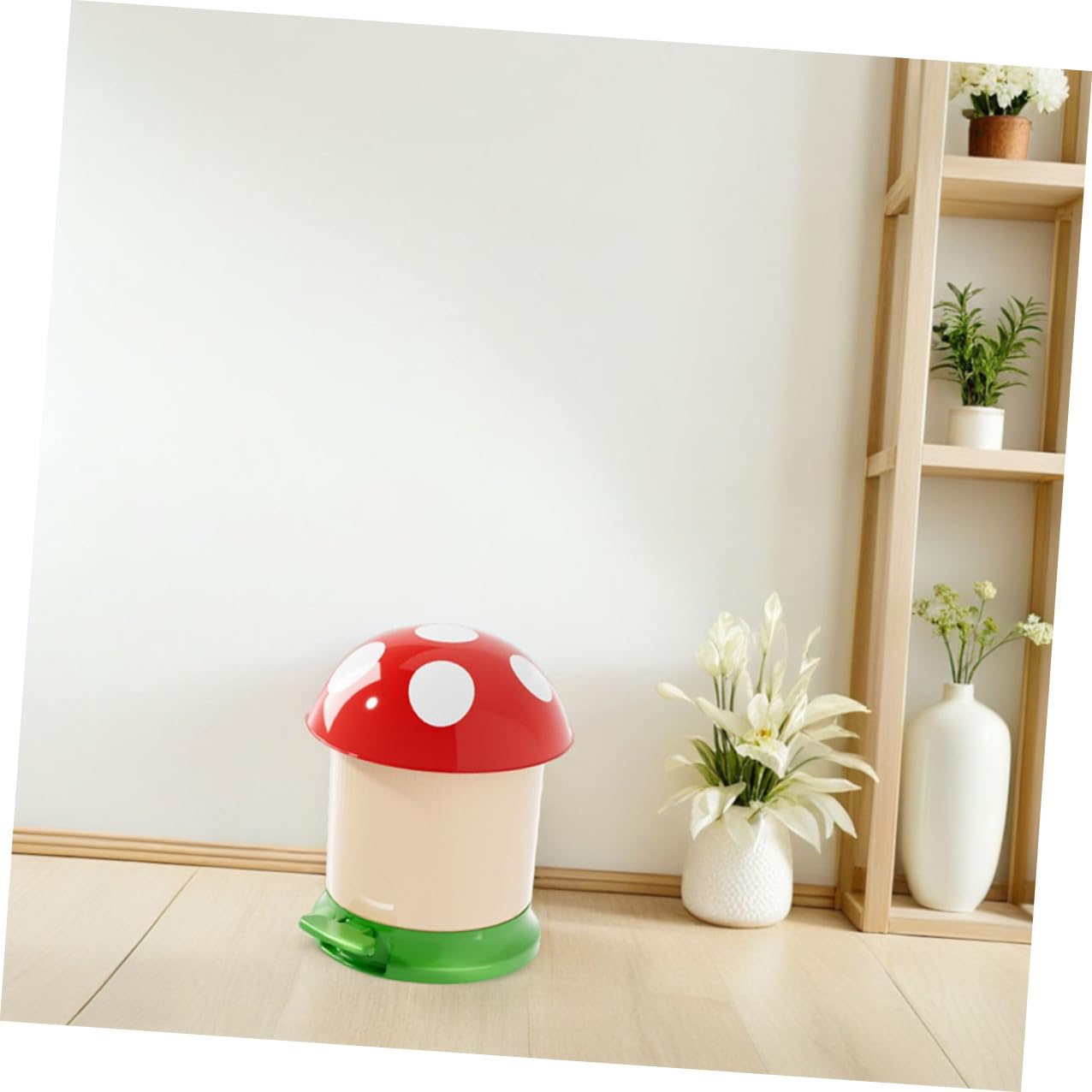 Small Mushroom Garbage Bin with Inner Bucket, Cute Desktop Trash Can for Office, Bedroom, Bathroom – Portable Floor Wastebasket, Compact Rubbish Container for Home Use