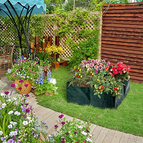 Apipi Raised Garden Planters Fabric Beds, Grow Bags With 4 Divided Grids, Square Pe Planting Pots With Drainage Holes For Tomatoes Chillis Herbs Flowers Vegetables Plants #TOP6