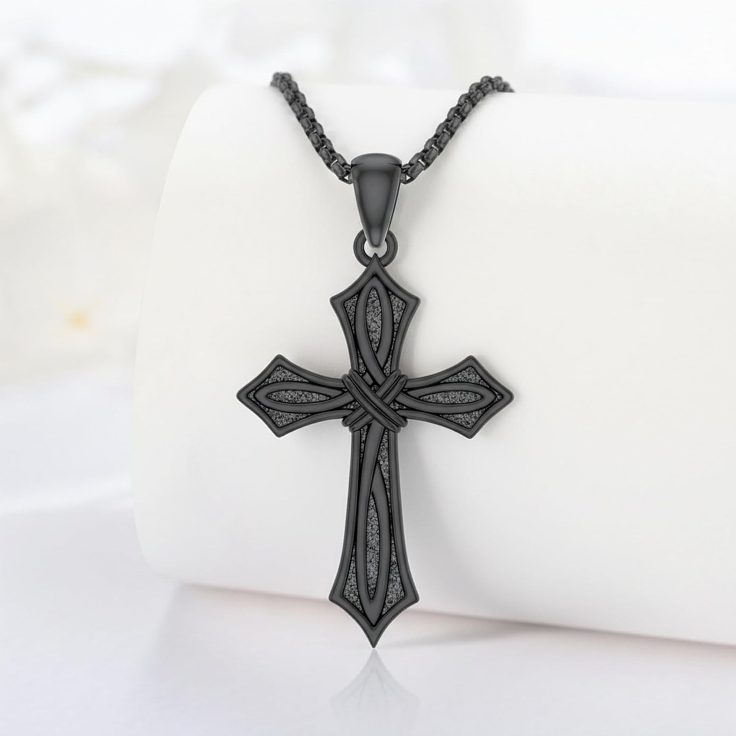 KiiKii Celtic Cross Necklace for Men Women 925 Sterling Silver Vintage Black Crucifix Pendant Christian Jewelry Gifts for Dad Husband Boyfriend - Image 2