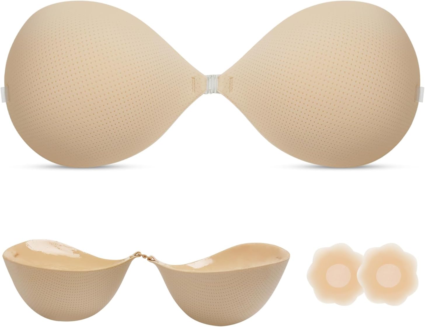 Super Thick Strapless Backless Bra for Push Up, Adhesive Padded Invisible Sticky Bra for Women and Wedding Dress