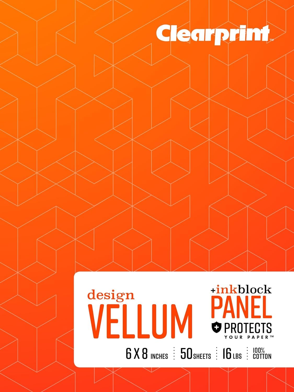 Clearprint 6" x 8" 1000H 100% Cotton Design Vellum Field Book with "Ink Block" Panel, 16 lb. / 60 GSM, 50 Sheets/Book, 1 Each
