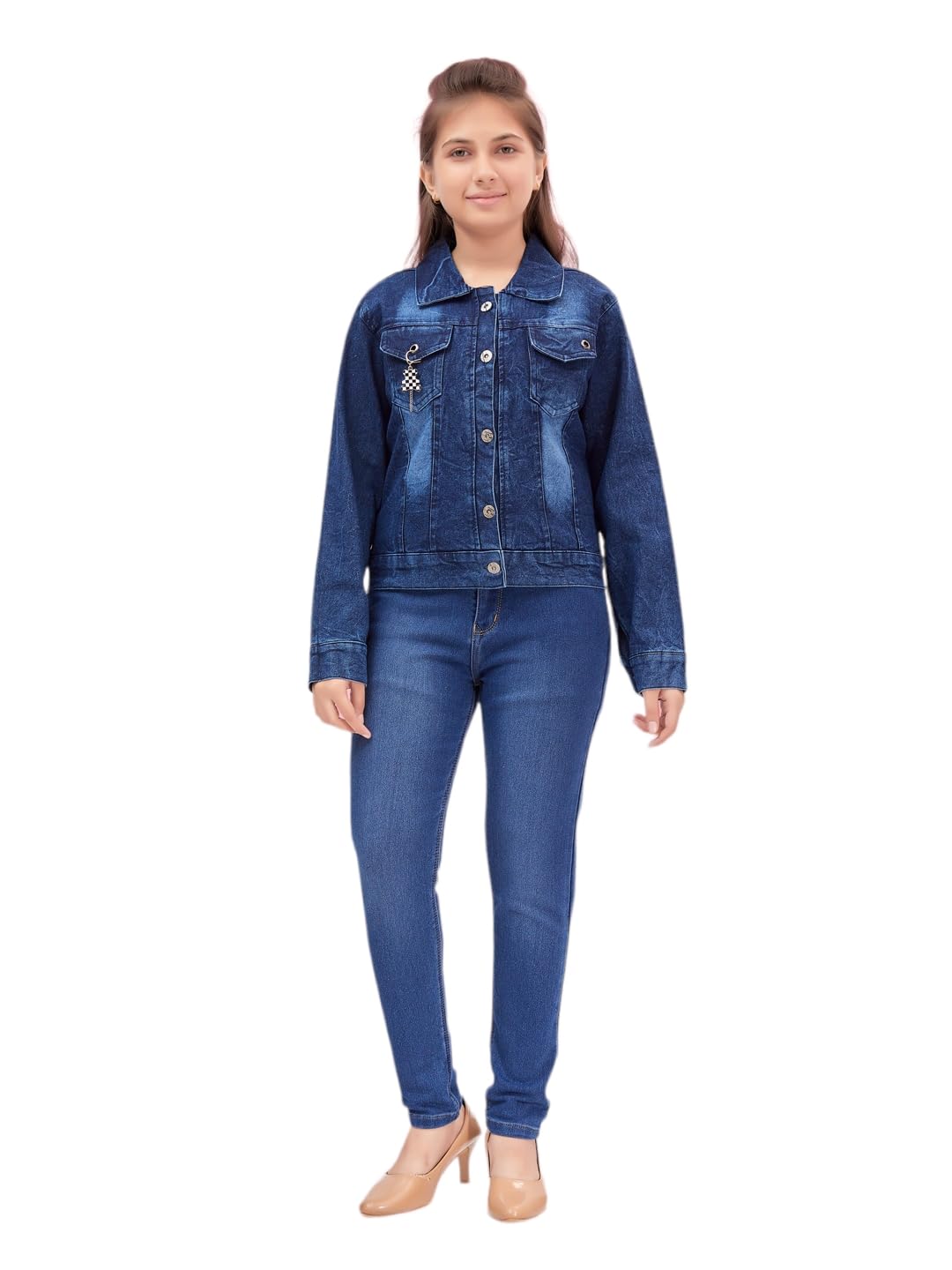 Aarika Girls Blue Color Denim Solid Denim Jacket Aarika Girls Blue Color Denim Solid Denim Jacket