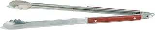 Outset QB22 22" Extra Long Locking Grill Tongs - Stainless Steel with Heat-Resistant Rosewood Handles for Safe BBQ