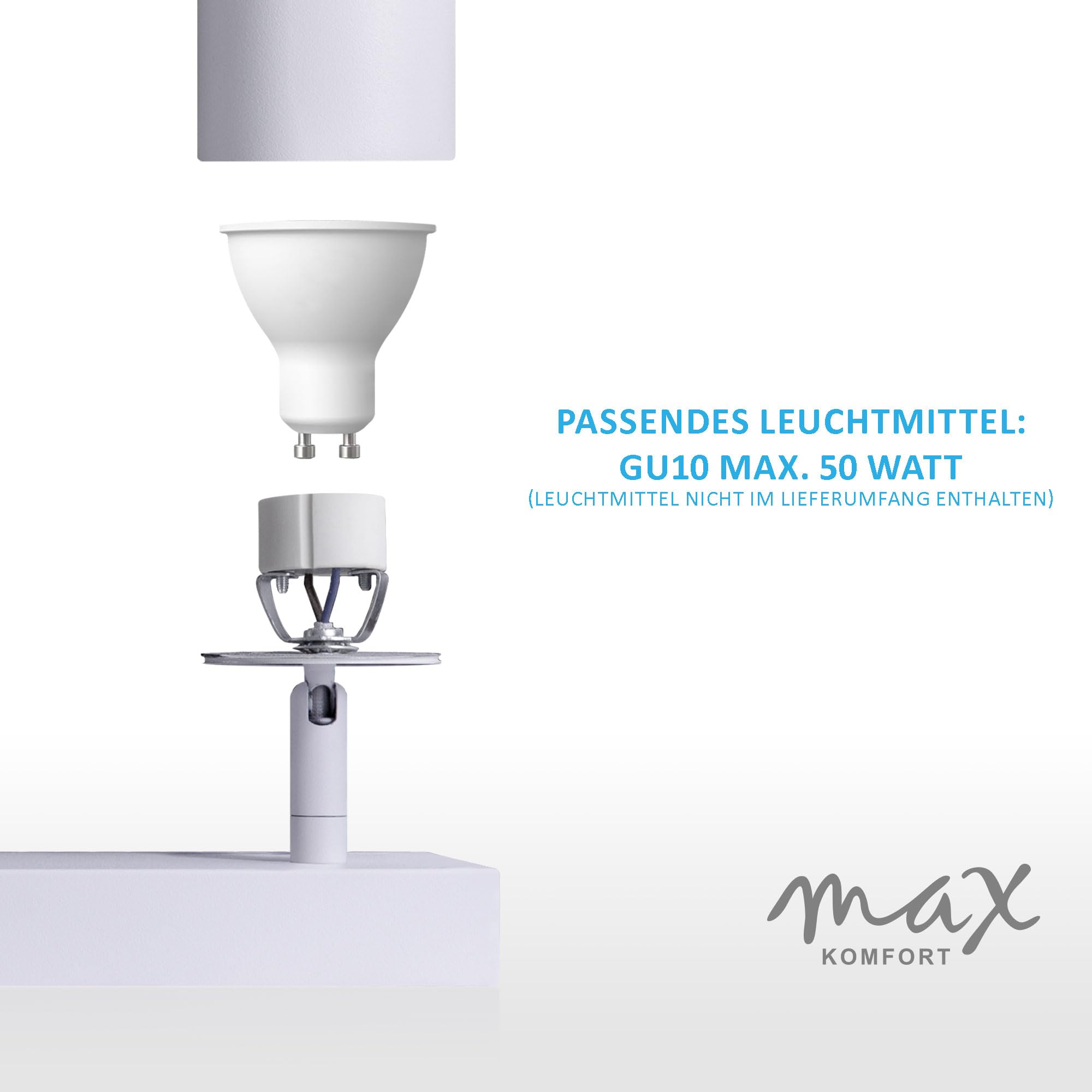Lampa sufitowa LED biała 4 x oprawka GU10 wychylna lampa sufitowa reflektor sufitowy 866-4