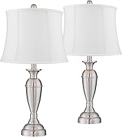 Vista 1 de Regency Hill Blair - Juego de 2 lámparas de mesa tradicionales de 25 pulgadas de alto, níquel cepillado, metal plateado y plateado, pantalla