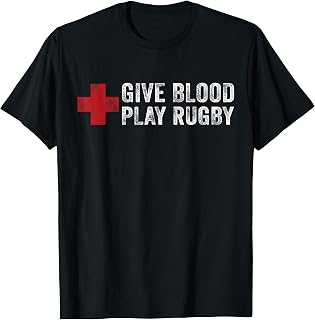Give Blood Play Rugby Player Funny Rugger League Union T-Shirt