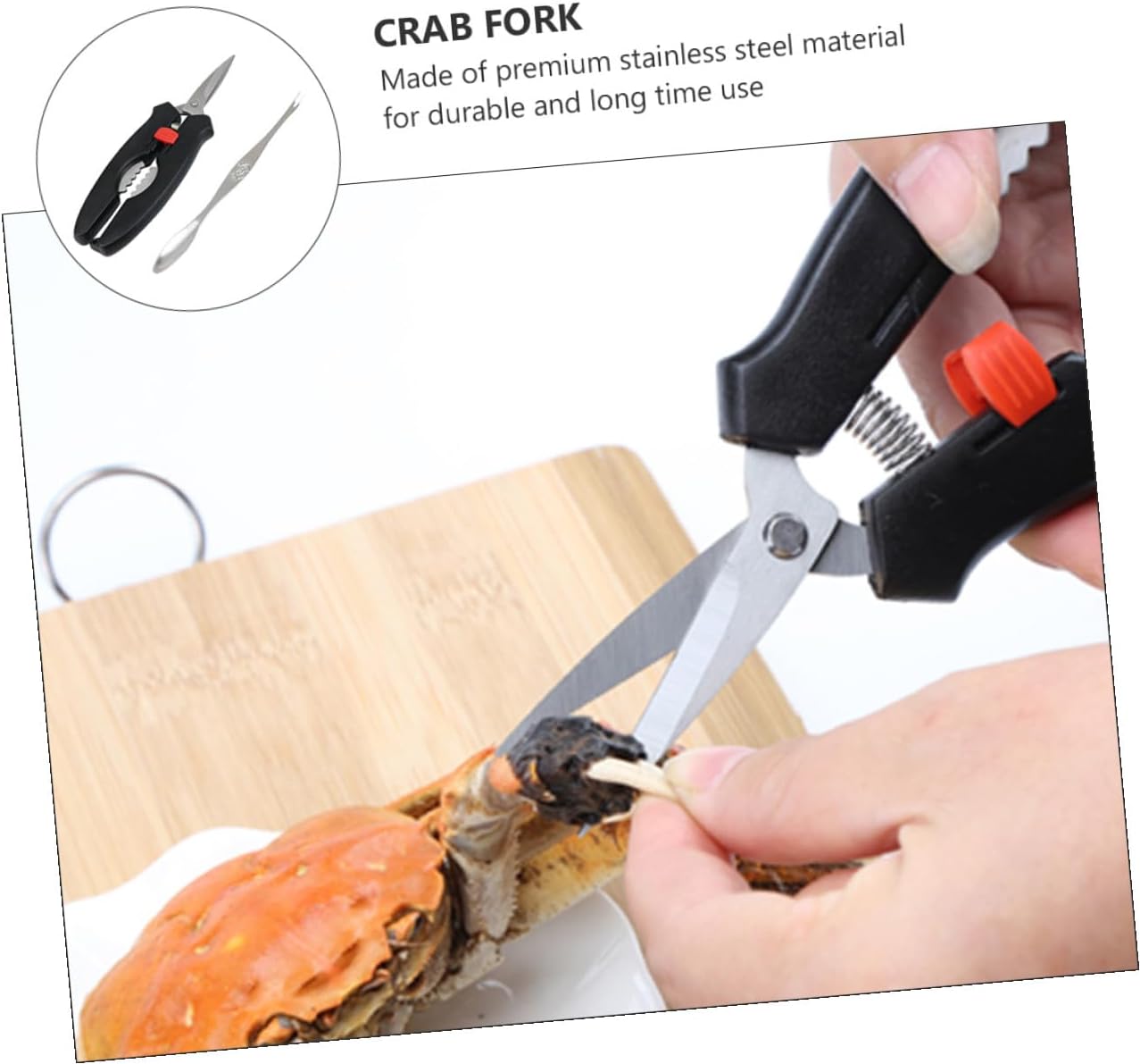 Stainless Steel Crab Crackers and Forks Set 304 Kitchen Seafood Eating Tools Multifunctional Crab Scissors and Seafood Utensils for Home Dining