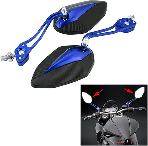 Miniatura 6 de Keenso - 1 par de espejos universales para motocicleta, manubrio ajustable de aluminio, retrovisor, retrovisor, 0.394 in, 0.315 in (azul)