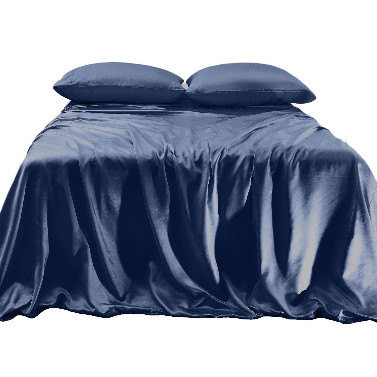 Parure de lit en satin bleu marine : luxe soyeux et confort d'hôtel chez vous