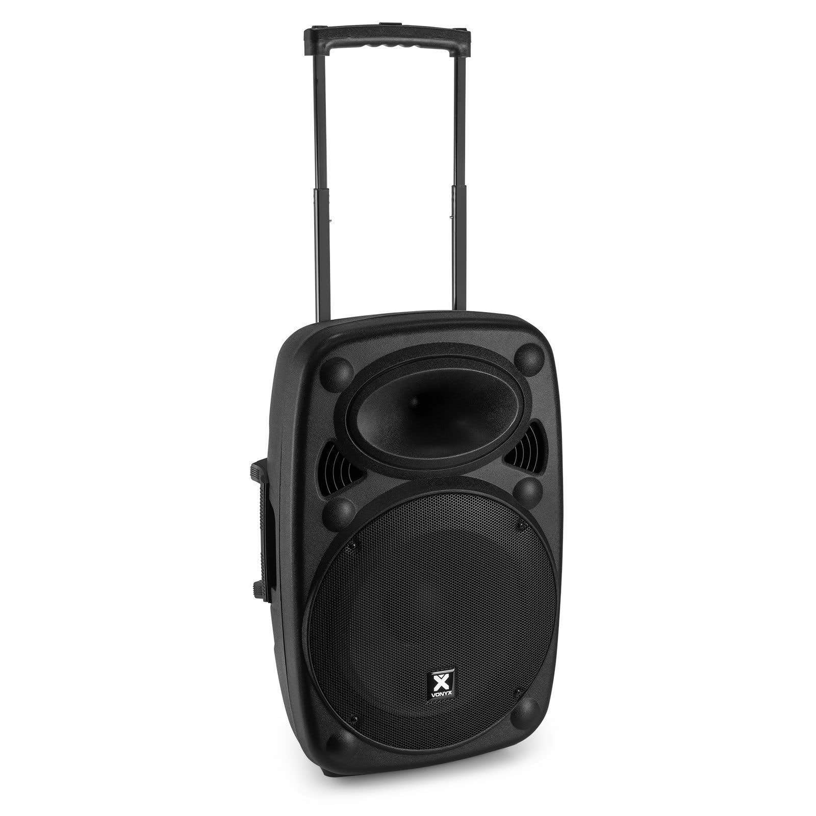 Vonyx Verve46, Akku Partybox Bluetooth Lautsprecher Groß, 1000W, 2 UHF Mikrofonen, MP3, Mobile PA Anlage Komplettset, Party Lautsprecher mit Fernbedienung - Schwarz