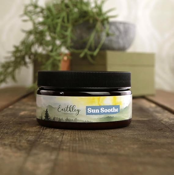 Earthley Wellness Sun Soothe After-Sun Lotion, Natural After Sun Care for Burn Relief, Botanical Skin Recovery Cream with Mango Butter, Calendula, Lavender, Family-Friendly (8 oz)