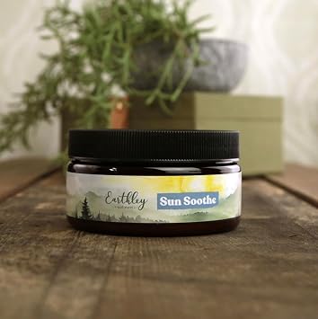 Earthley Wellness Sun Soothe After-Sun Lotion, Natural After Sun Care for Burn Relief, Botanical Skin Recovery Cream with Mango Butter, Calendula, Lavender, Family-Friendly (8 oz)