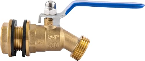 BILAL Brass Water Container/Rain Barrel Spigot | 3/4" GHT Male Threaded Quarter Turn Ball Valve with Bulkhead Fitting, Rain Barrel Kit for 5 55 Gallon Bucket