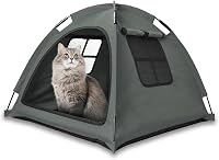 Nockovi Open Design Cat Tent: Cozy Breathable Pet Bed for Cats & Puppies, Mesh Monitoring House, Portable Indoor Outdoor Grey