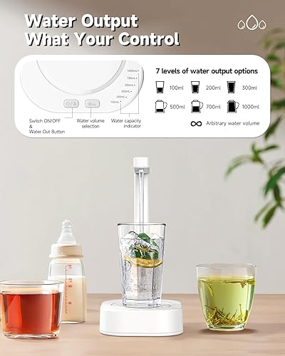 Miniatura 2 de FUNCUE Dispensador de agua con 7 niveles inteligentes, dispensador de agua de escritorio para botella de 5 galones y botellas universales, bomba de